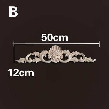 Natural Wood Carved Appliques & Onlays – Floral Furniture Trim Decorative Corner Frame for Wall, Door & DIY Crafts