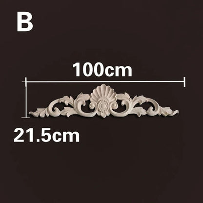 Natural Wood Carved Appliques & Onlays – Floral Furniture Trim Decorative Corner Frame for Wall, Door & DIY Crafts