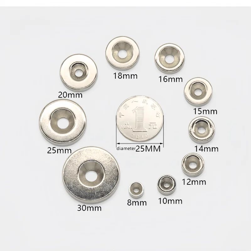 N52 Neodymium Countersunk Magnets 10pcs – Heavy Duty 30mm Strong Rare Earth Mounting Magnets