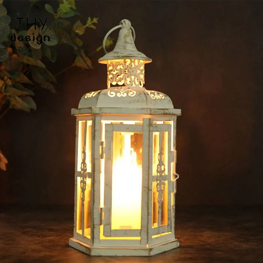 Vintage Metal Hanging Candle Lantern Decorative Holder for Indoor Outdoor Events