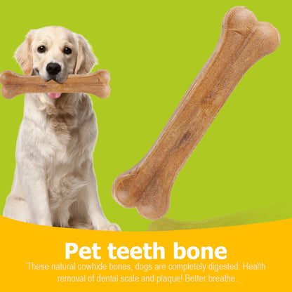 Leather Dog Chew Toy Bone for Teething and Dental Cleaning