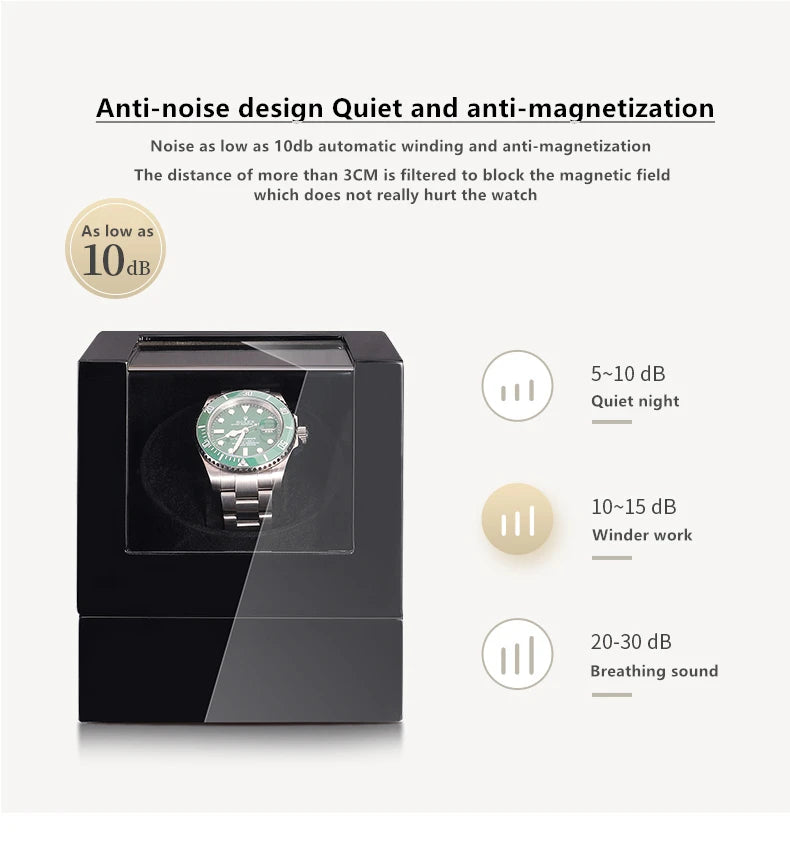 Luxury Automatic Watch Winder Box Wooden Single Watch Case with Mabuchi Motor
