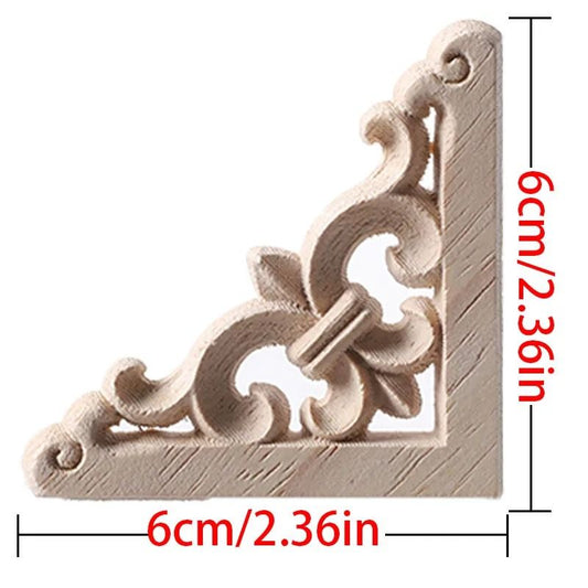 European Style Wood Corner Applique Floral Carved Furniture Trim