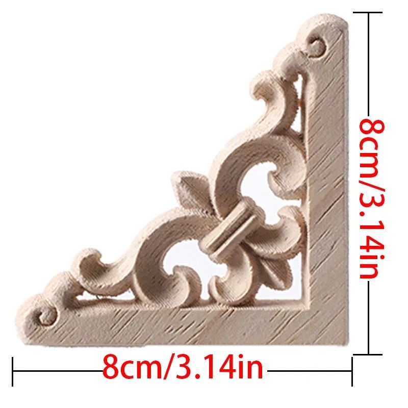 European Style Wood Corner Applique Floral Carved Furniture Trim