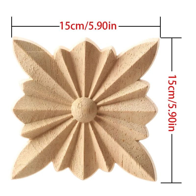 European Style Wood Corner Applique Floral Carved Furniture Trim