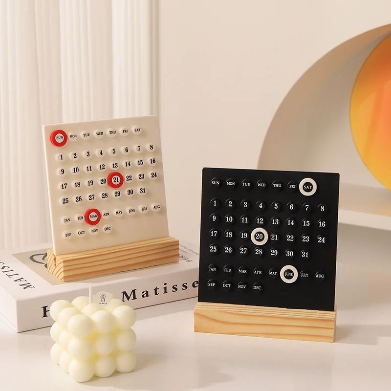 Modern Minimalist Perpetual Desk Calendar – Creative Plastic Desktop Calendar for Office & Home Decor
