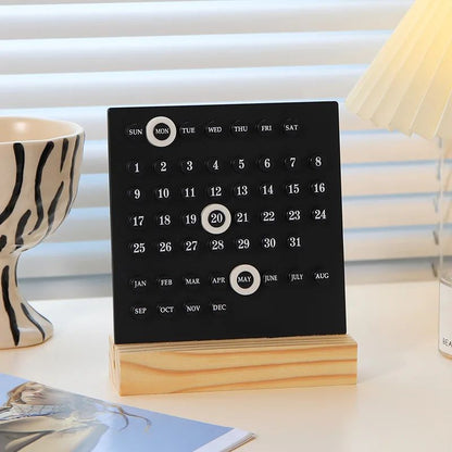 Modern Minimalist Perpetual Desk Calendar – Creative Plastic Desktop Calendar for Office & Home Decor