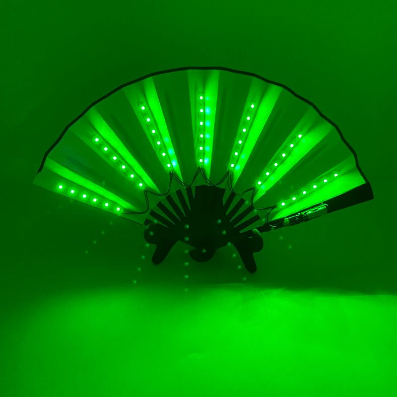 LED Neon Light Folding Fan – Glowing Rave Hand Fan for Party, Festival & Performance Decor