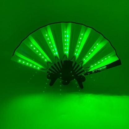 LED Neon Light Folding Fan – Glowing Rave Hand Fan for Party, Festival & Performance Decor