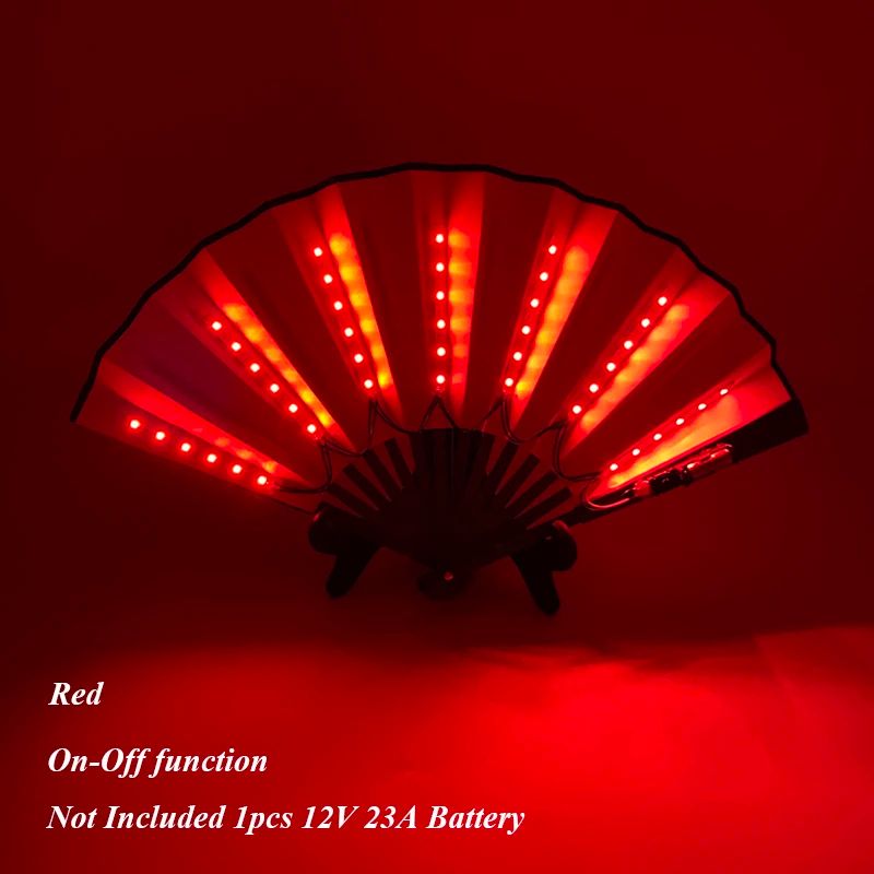 LED Neon Light Folding Fan – Glowing Rave Hand Fan for Party, Festival & Performance Decor