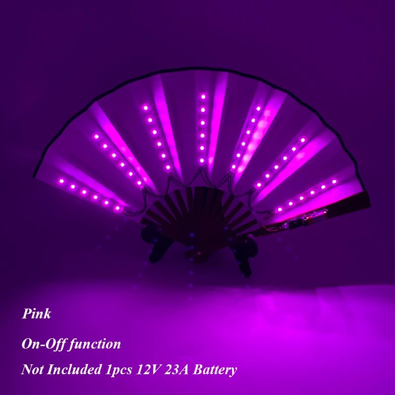 LED Neon Light Folding Fan – Glowing Rave Hand Fan for Party, Festival & Performance Decor