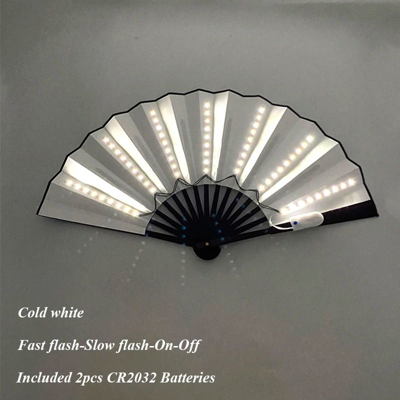 LED Neon Light Folding Fan – Glowing Rave Hand Fan for Party, Festival & Performance Decor