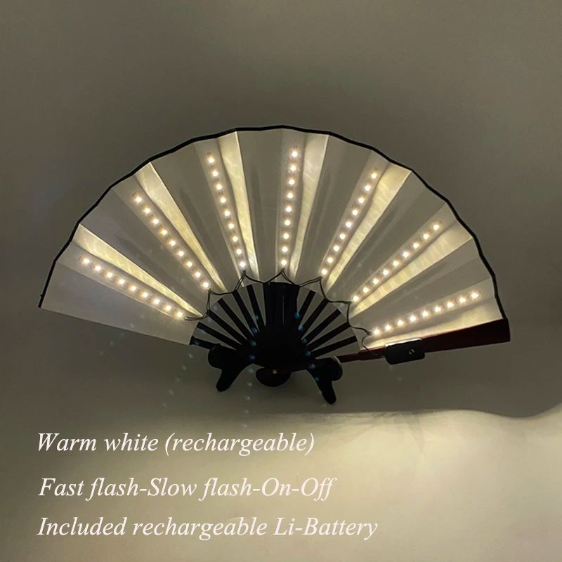 LED Neon Light Folding Fan – Glowing Rave Hand Fan for Party, Festival & Performance Decor