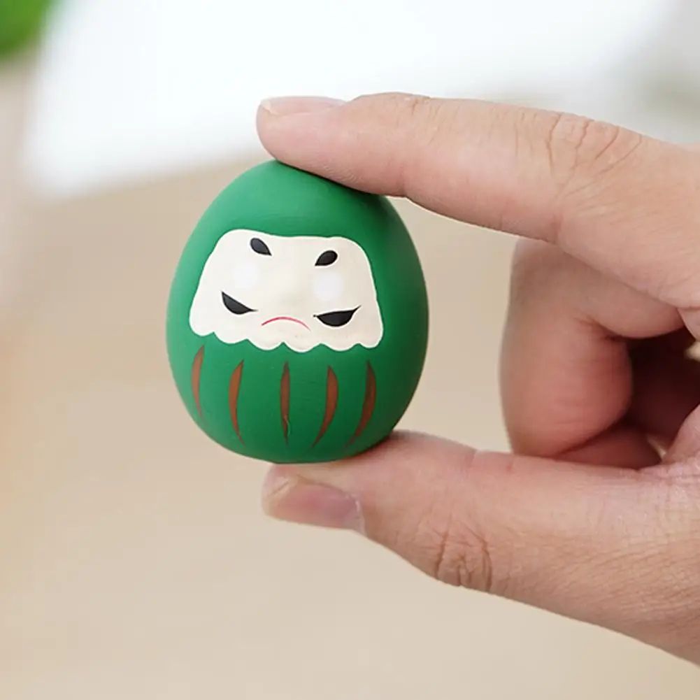 Japanese Ceramic Daruma Doll Miniature – Lucky Fortune Charm Ornament for Home Decor & Gifts