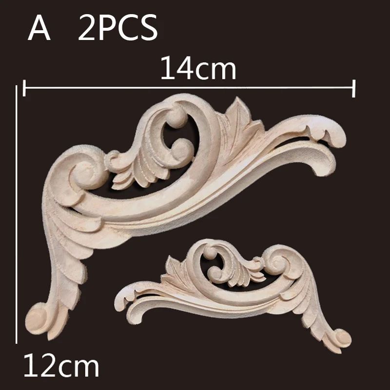 Elegant Floral Wood Carved Corner Appliques for Furniture & Home Decor