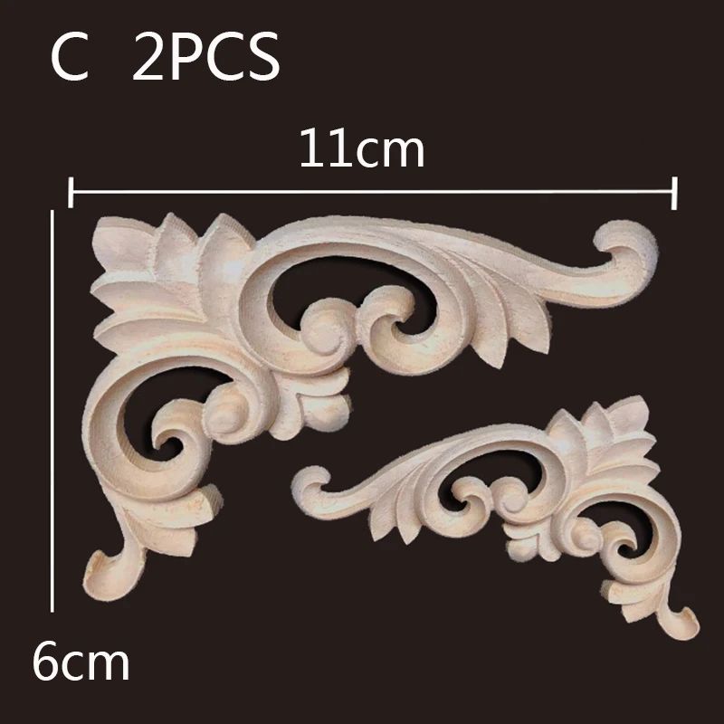 Elegant Floral Wood Carved Corner Appliques for Furniture & Home Decor