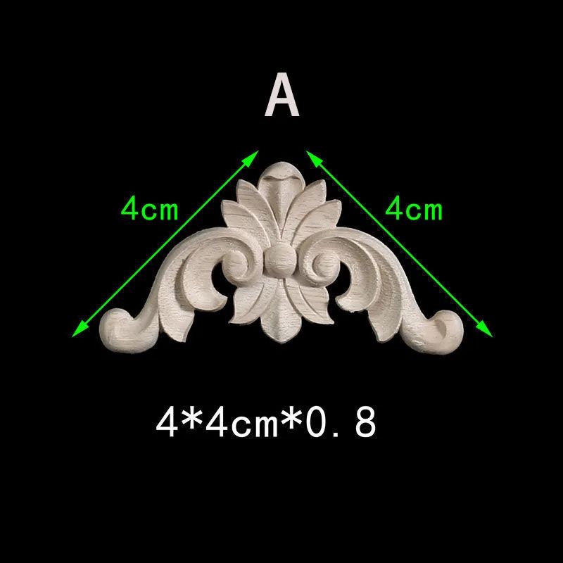 Floral Wood Carved Corner Onlay Furniture Applique, Unpainted Decorative Trim