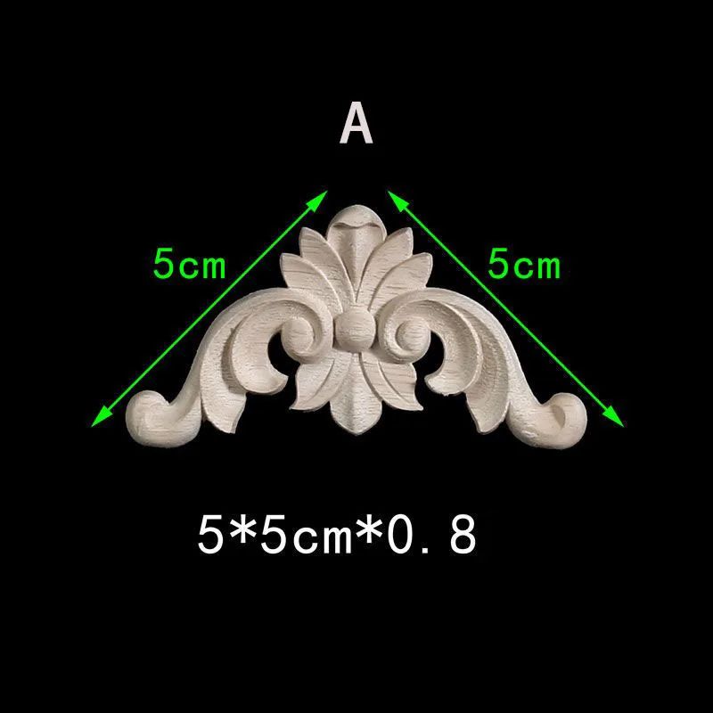 Floral Wood Carved Corner Onlay Furniture Applique, Unpainted Decorative Trim