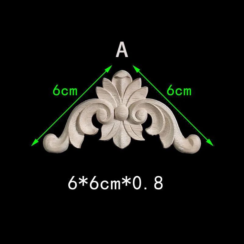Floral Wood Carved Corner Onlay Furniture Applique, Unpainted Decorative Trim