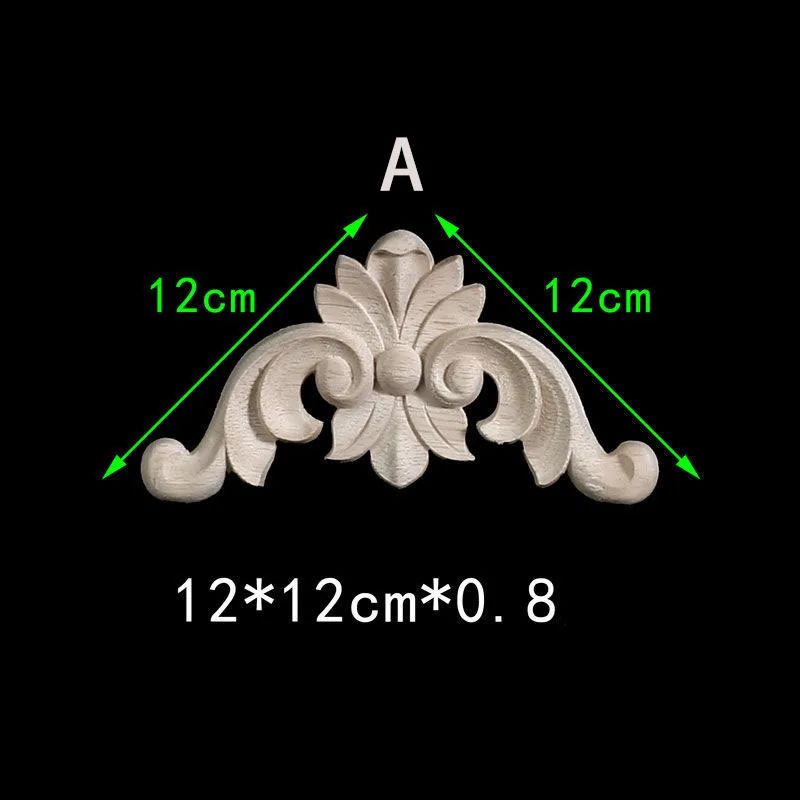 Floral Wood Carved Corner Onlay Furniture Applique, Unpainted Decorative Trim
