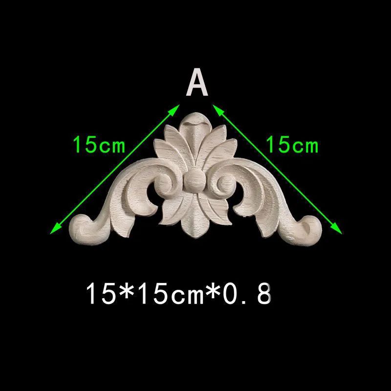 Floral Wood Carved Corner Onlay Furniture Applique, Unpainted Decorative Trim