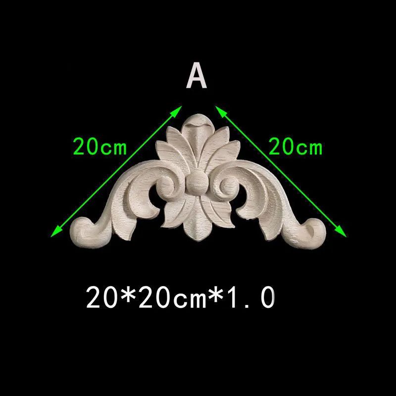 Floral Wood Carved Corner Onlay Furniture Applique, Unpainted Decorative Trim