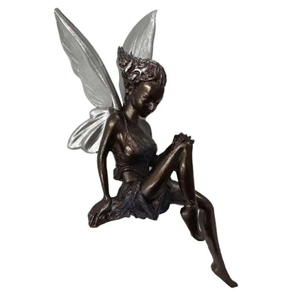 Flute Playing Fairy Garden Statue Angel Resin Outdoor Decor Sculpture