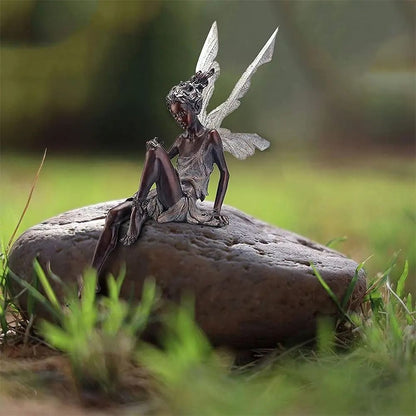 Flute Playing Fairy Garden Statue Angel Resin Outdoor Decor Sculpture