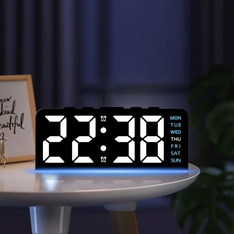 Dual Alarm LED Bedside Clock with Date Display, Snooze & Night Light