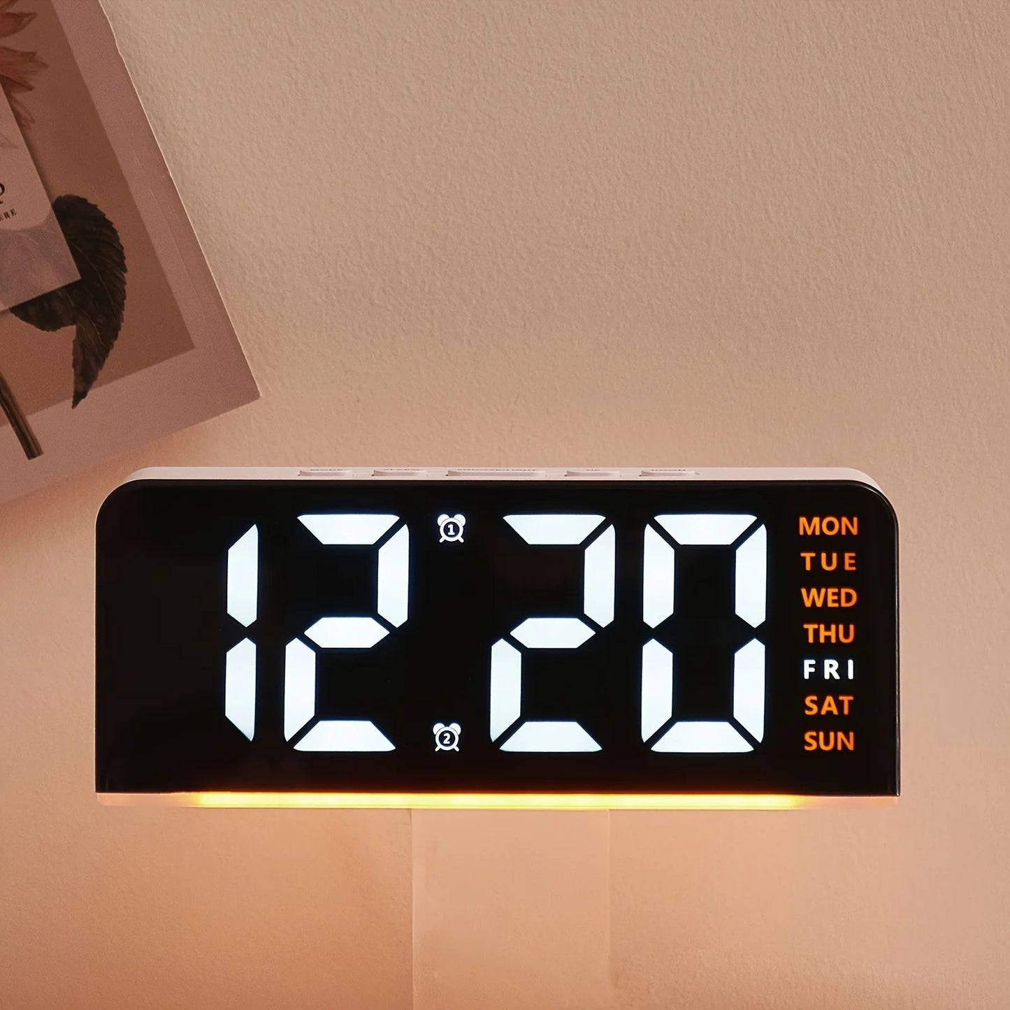 Dual Alarm LED Bedside Clock with Date Display, Snooze & Night Light