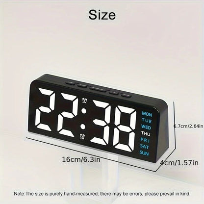 Dual Alarm LED Bedside Clock with Date Display, Snooze & Night Light