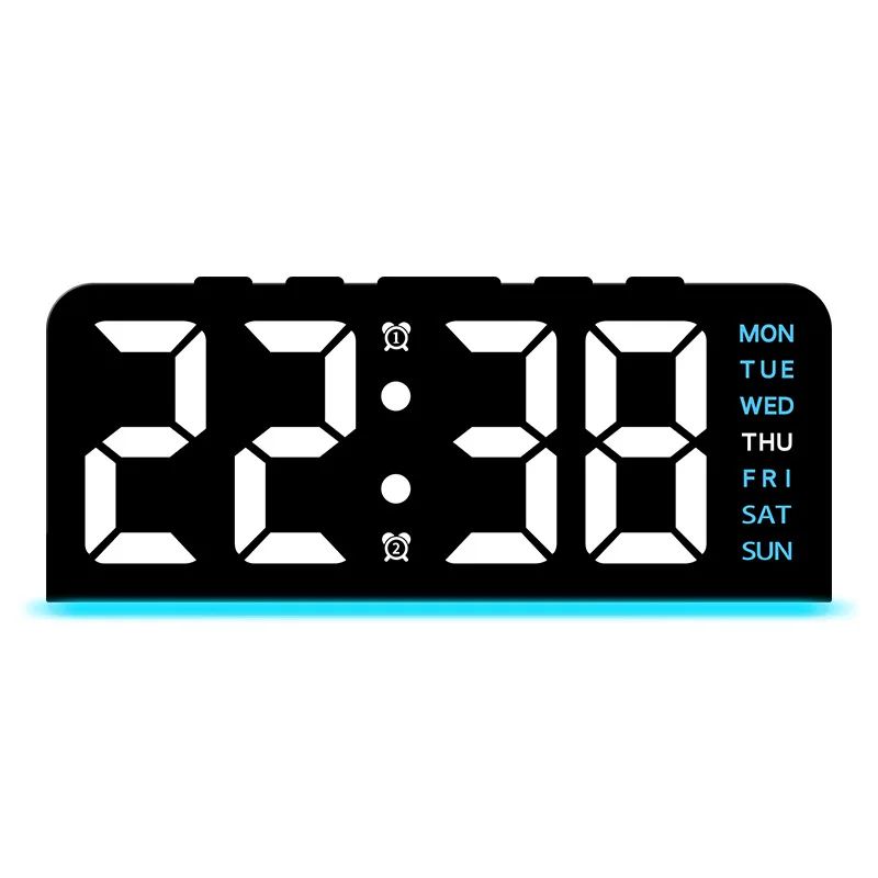 Dual Alarm LED Bedside Clock with Date Display, Snooze & Night Light
