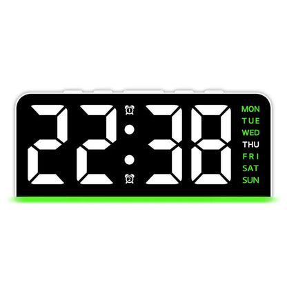 Dual Alarm LED Bedside Clock with Date Display, Snooze & Night Light