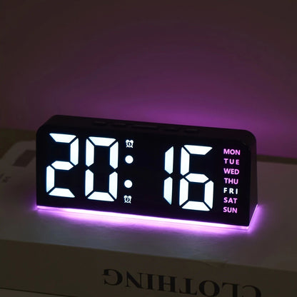 Dual Alarm LED Bedside Clock with Date Display, Snooze & Night Light