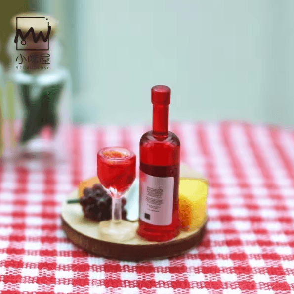 MiniFeast Dollhouse Wine & Cheese Board Set Miniature Food Accessories for Kitchen, Bar & Display Scenes