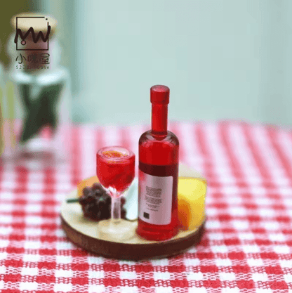 MiniFeast Dollhouse Wine & Cheese Board Set Miniature Food Accessories for Kitchen, Bar & Display Scenes