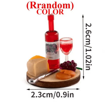 MiniFeast Dollhouse Wine & Cheese Board Set Miniature Food Accessories for Kitchen, Bar & Display Scenes