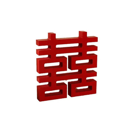 Double Happiness Xi Symbol Wooden Decor – Traditional Chinese Wedding & Festival Wall Ornament