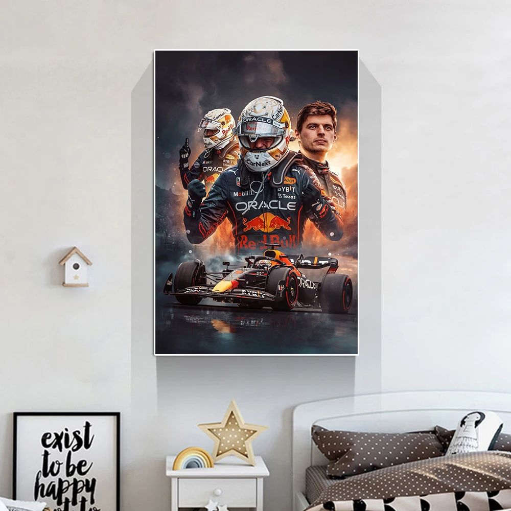 Max Verstappen Formula 1 wall art canvas print for bedroom, office, and fan spaces