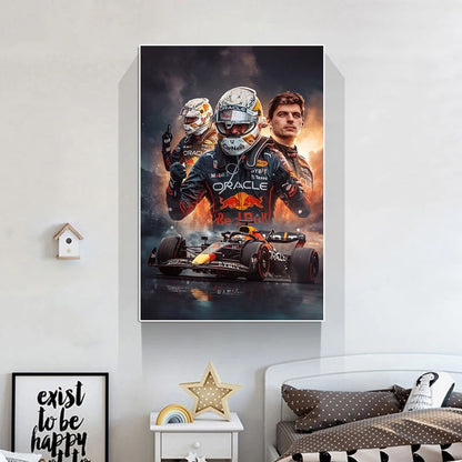 Max Verstappen Formula 1 wall art canvas print for bedroom, office, and fan spaces