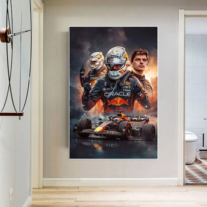 Max Verstappen Formula 1 wall art canvas print for bedroom, office, and fan spaces