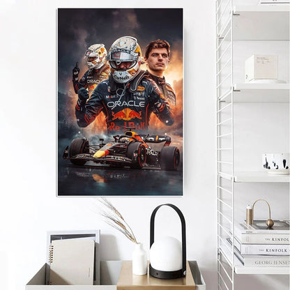 Max Verstappen Formula 1 wall art canvas print for bedroom, office, and fan spaces