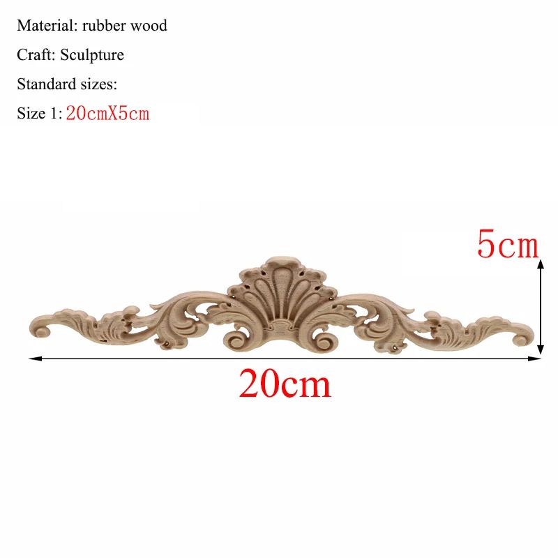 Vintage Rectangle Wood Carving Appliques for Furniture & Cabinet Decor