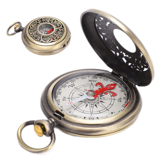 Vintage Brass Pocket Compass for Camping Hiking and Outdoor Navigation