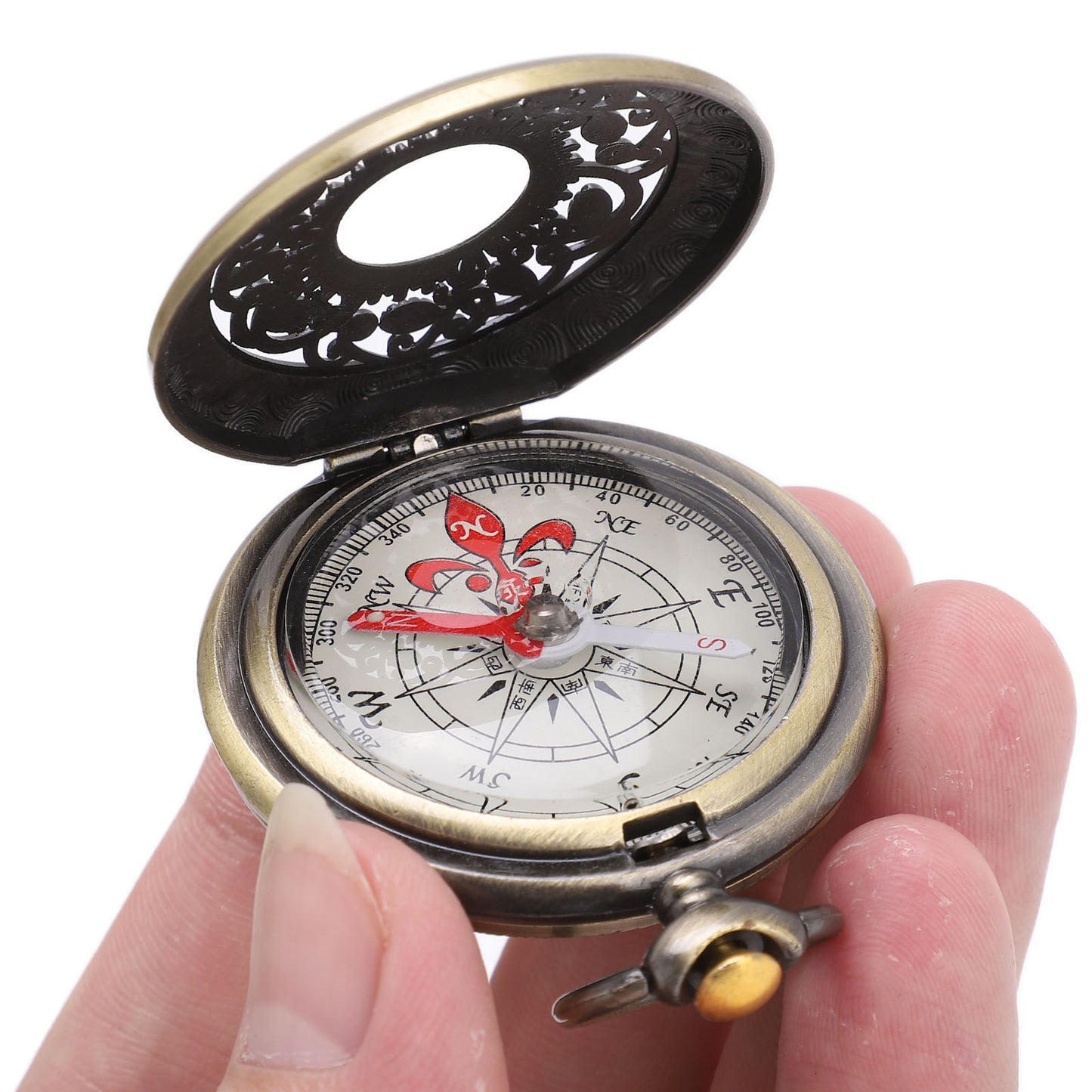 Vintage Brass Pocket Compass for Camping Hiking and Outdoor Navigation