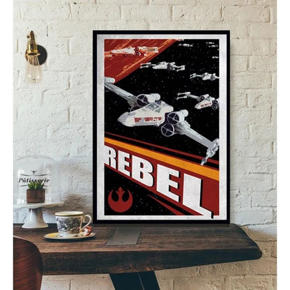 Galactic Propaganda Retro Poster – Tatooine Planet Space Travel Canvas Art – Sci-Fi Movie Picture for Home Decor