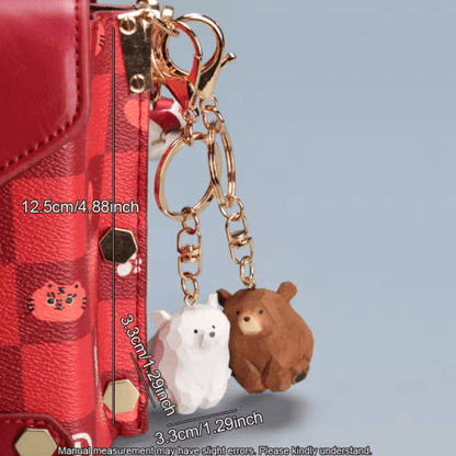 Cute Wooden Bear Keychain Cartoon Animal Couple Pendant