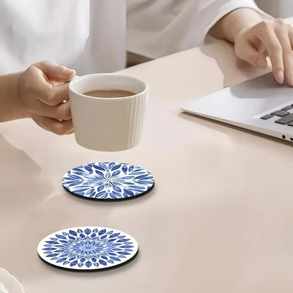 Celadon Landscape wooden coasters set for Drinks, 6-Piece heat resistant coasters for Home and Office