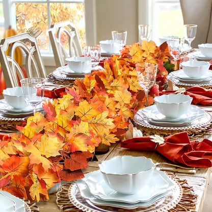 2M Artificial Fall Garland – Realistic Autumn Maple Leaf Decor for Festive Homes