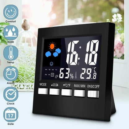 SmartSense Digital Weather Station Clock with Indoor Temperature & Humidity Monitor